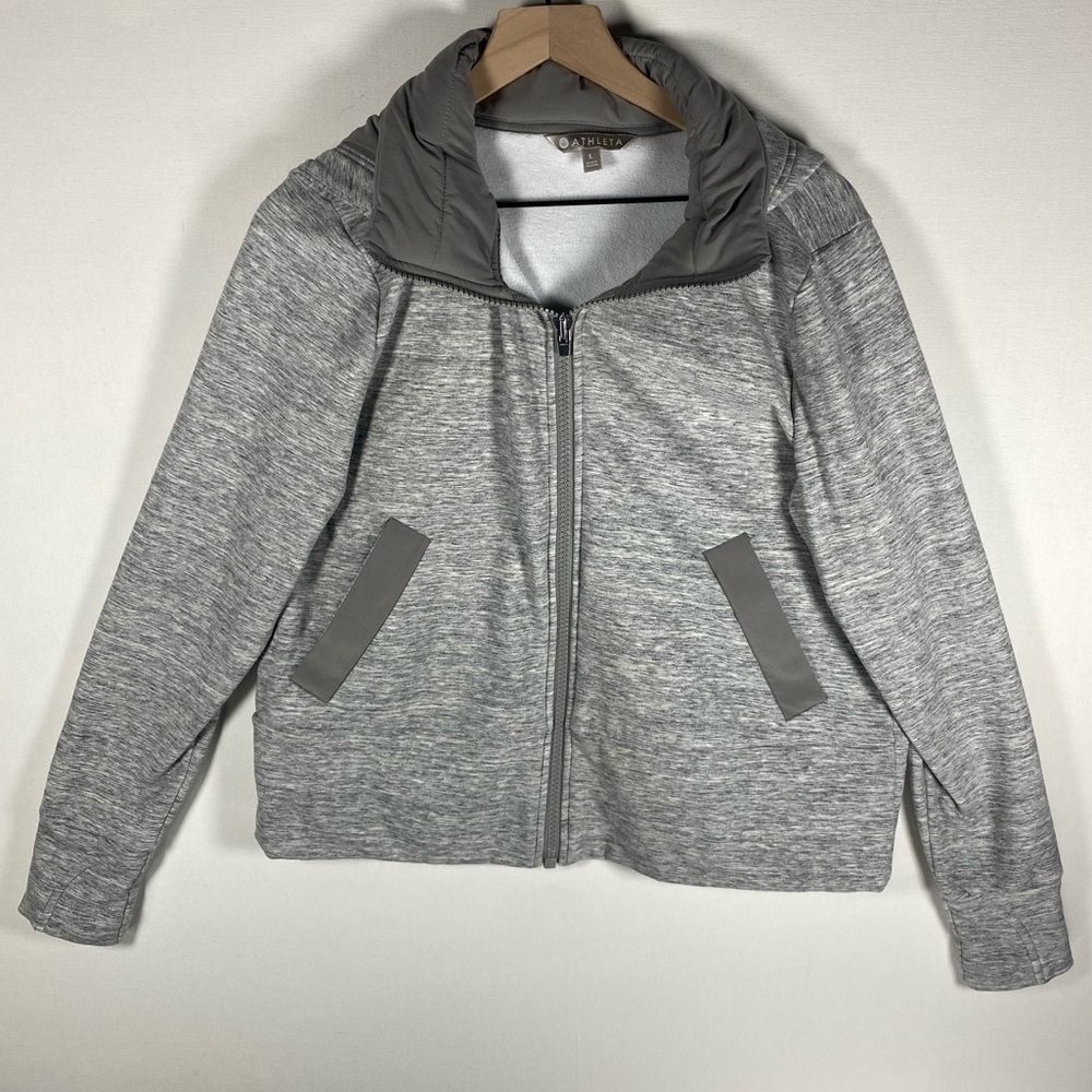 Athleta gray‎ jacket LARGE zip up